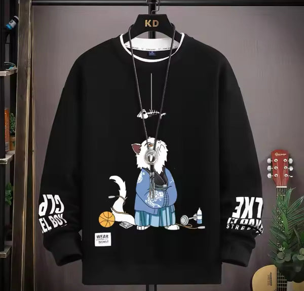 Yalnız Kedi Desenli Sweatshirt - Zamansız Şıklık