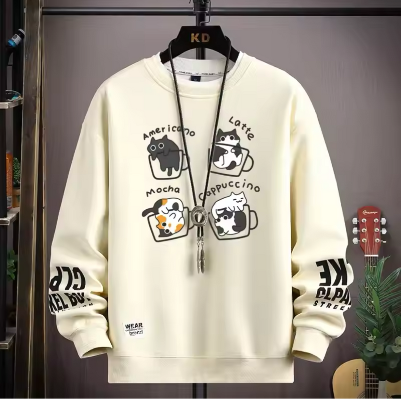 Kedi Desenli Sweatshirt - Şık ve Sade Tasarım