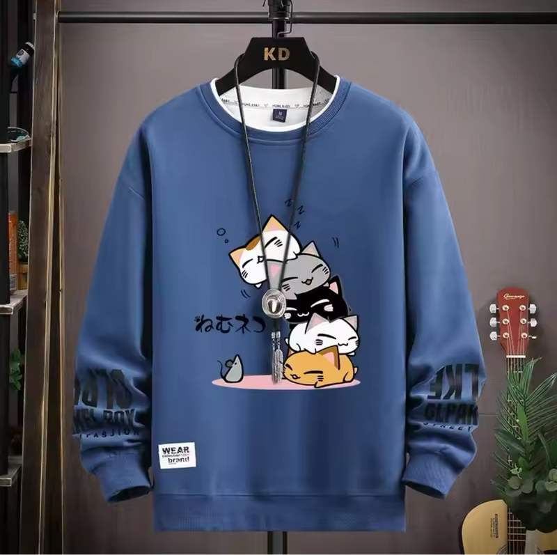 Kedi Desenli Sweatshirt - Şık ve Sade Tasarım